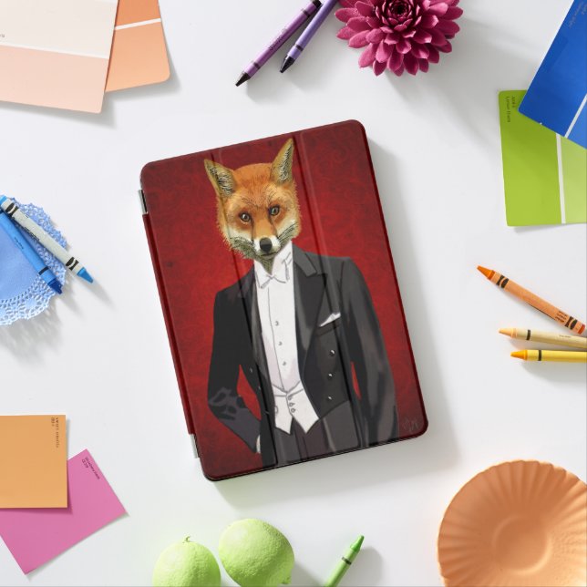 Fox In Evening Suit, Portrait iPad Pro Cover (Desk)