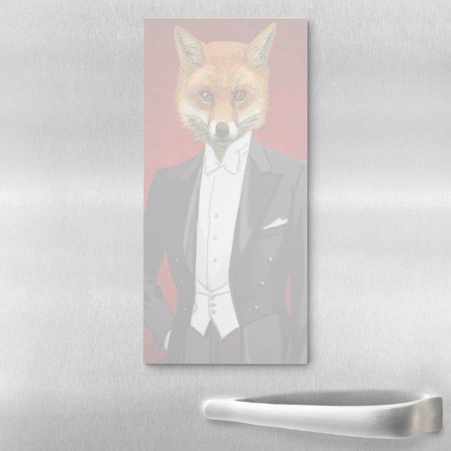 Fox In Evening Suit, Portrait Magnetic Notepad (In Situ)