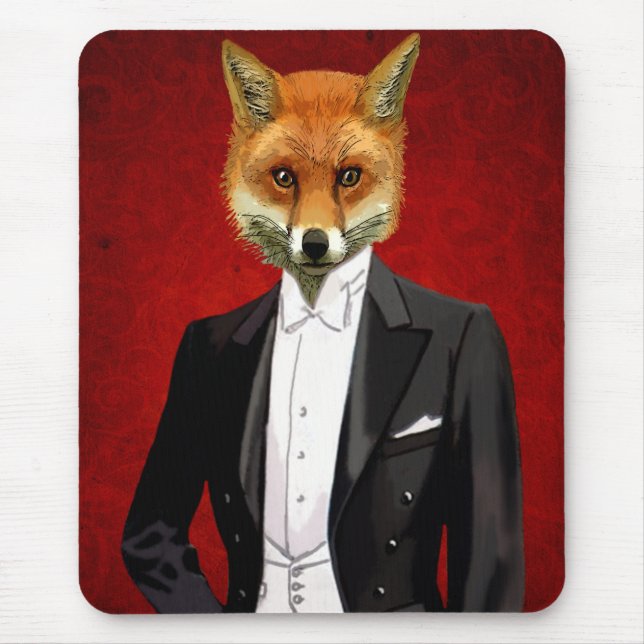 Fox In Evening Suit, Portrait Mouse Pad (Front)