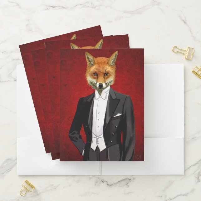 Fox In Evening Suit, Portrait Pocket Folder (In Situ)