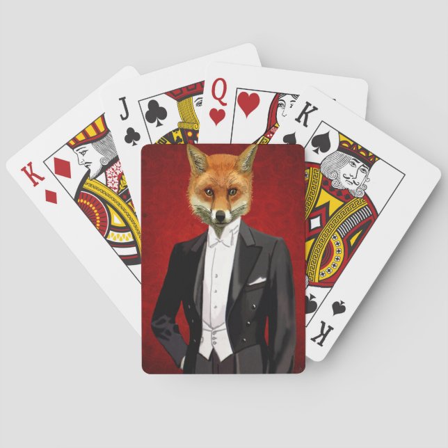 Fox In Evening Suit, Portrait Poker Cards (Back)