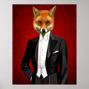 Fox In Evening Suit, Portrait Poster