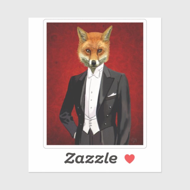 Fox In Evening Suit, Portrait Sticker (Sheet)