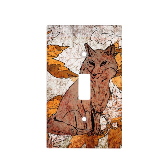 Fox in Fall with Autumn Leaves Light Switch Cover (Front)
