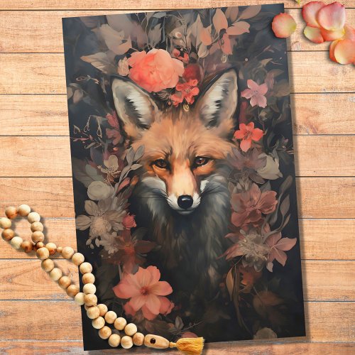Fox in Flowers 1 Decoupage Paper
