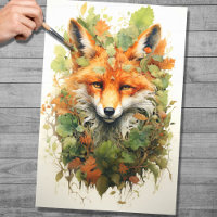 Fox In Foliage 1 Decoupage Paper