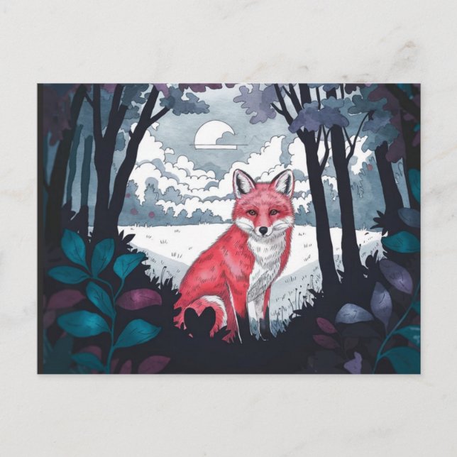 Fox in Forest Clearing Postcard (Front)