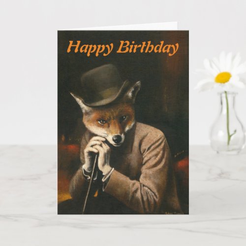 Fox In Hat Birthday Card