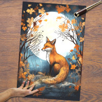 Fox in Moonlight 7 Decoupage Paper