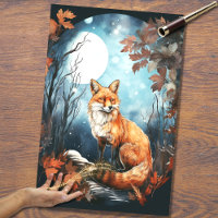 Fox in Moonlight 8 Decoupaper Paper