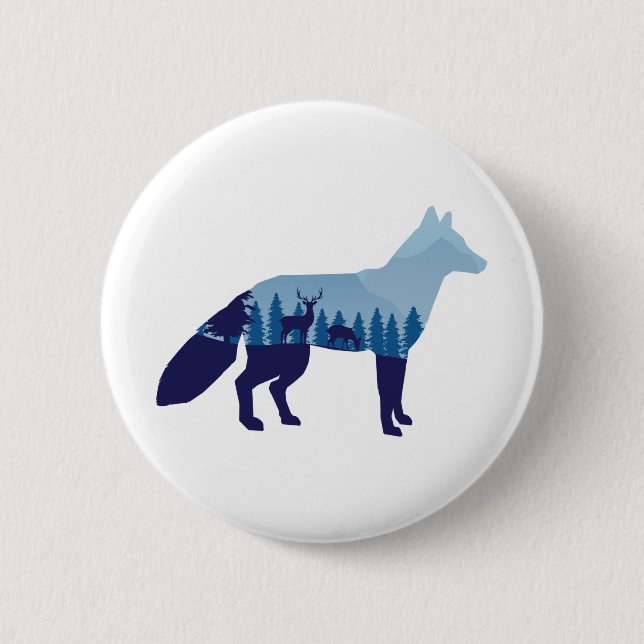 Fox In Mountain Forest T-Shirt Trucker Hat Button (Front)
