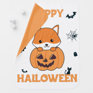 Fox In Pumpkin Sweet Foxes Happy Halloween Baby Bl Blanket