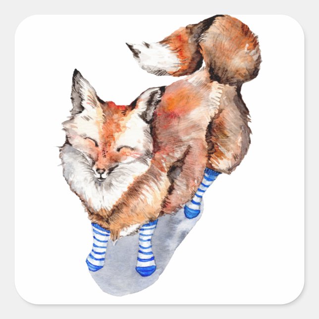 Fox in Socks Square Sticker (Front)
