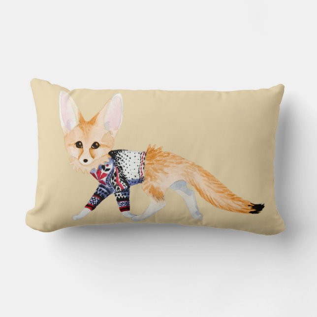 Fox in Sweater Throw Pillow (Front)