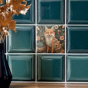 Fox in the Autumn Garden Ceramic Tile