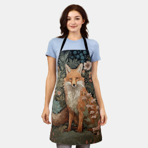 Fox in the Autumn Garden William Morris Style Apron