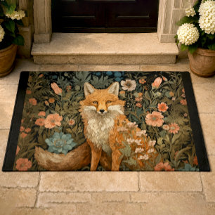 Fox in the Autumn Garden William Morris Style Doormat