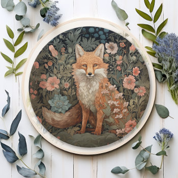 Fox In The Autumn Garden William Morris Style Paper Plates by AntiqueImages at Zazzle