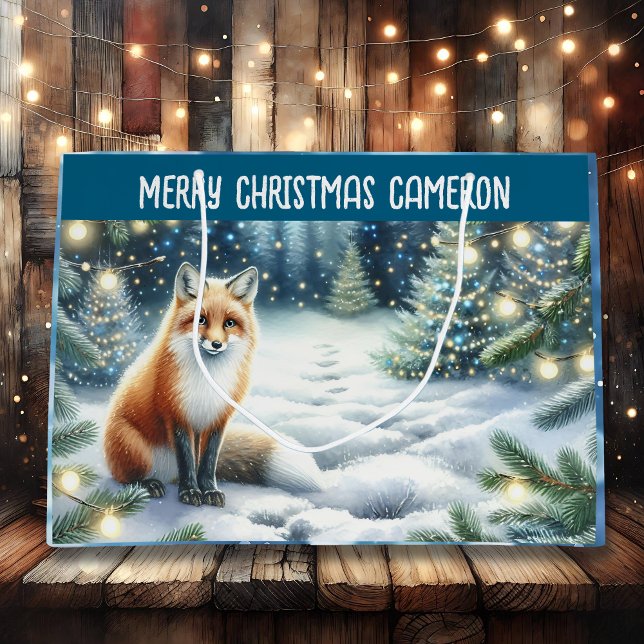 Fox in the Enchanted Forest Personalized Christmas Large Gift Bag (Creator Uploaded)