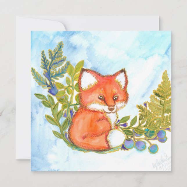 Fox in the ferns holiday card (Front)