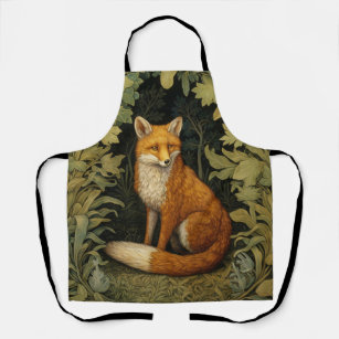 Fox in the forest, Art nouveau style Apron