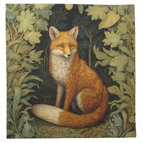 Fox in the forest Art nouveau style Cloth Napkin