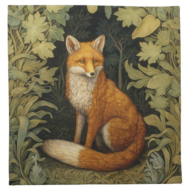 Fox in the forest, Art nouveau style Cloth Napkin (Front)
