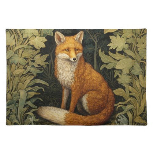 Fox in the forest Art nouveau style Cloth Placemat