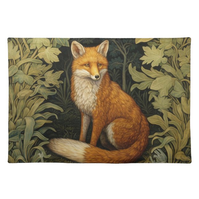 Fox in the forest, Art nouveau style Cloth Placemat (Front)