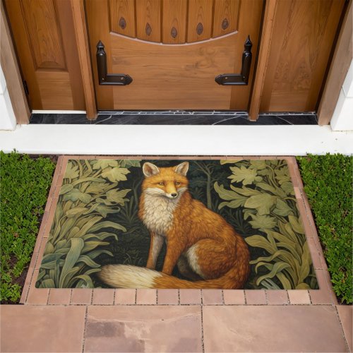 Fox in the forest Art nouveau style Doormat