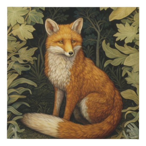 Fox in the forest Art nouveau style Faux Canvas Print