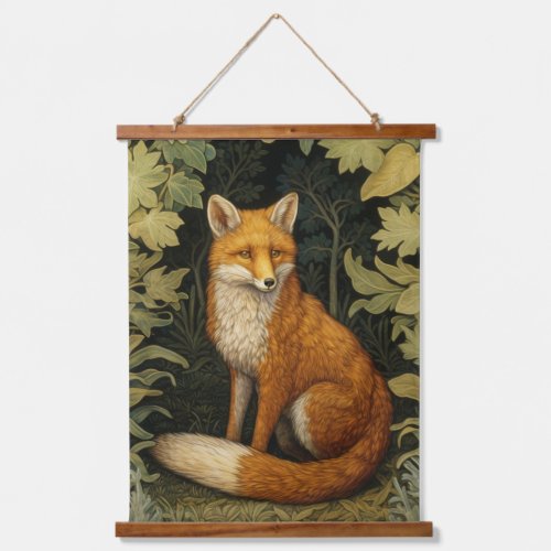 Fox in the forest Art nouveau style Hanging Tapestry
