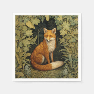 Fox in the forest, Art nouveau style Napkins
