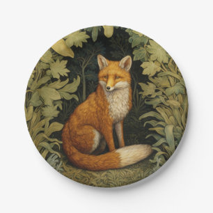 Fox in the forest, Art nouveau style Paper Plates
