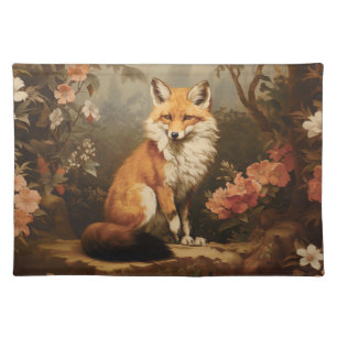 Fox in the forest moody Victorian Cloth Placemat