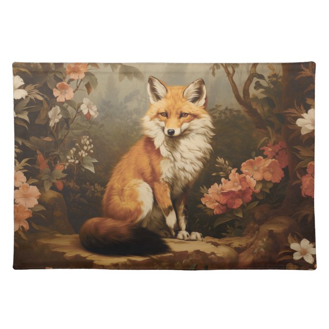 Fox in the forest moody Victorian Cloth Placemat (Front)