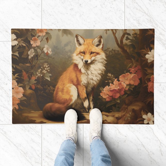 Fox in the forest moody Victorian Doormat (Indoor)