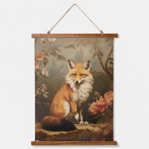 Fox in the forest moody Victorian Hanging Tapestry