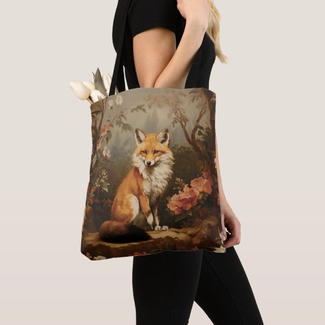 Fox in the forest moody Victorian Tote Bag (Close Up)