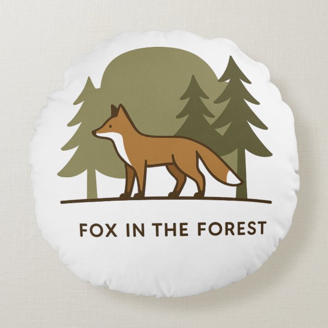 Fox in the Forest Round Pillow (Front)