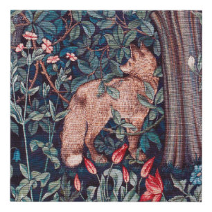 Fox in The Forest, William Morris Faux Canvas Print