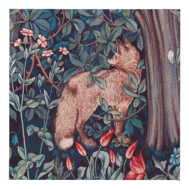Fox in The Forest, William Morris Faux Canvas Print (Front)