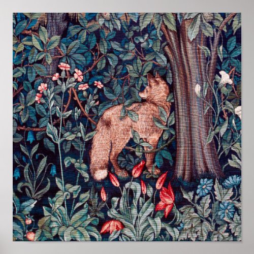 Fox in The Forest William Morris Poster