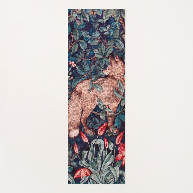 Fox in The Forest, William Morris Yoga Mat (Front)