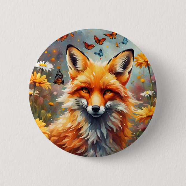 fox in the meadow button (Front)