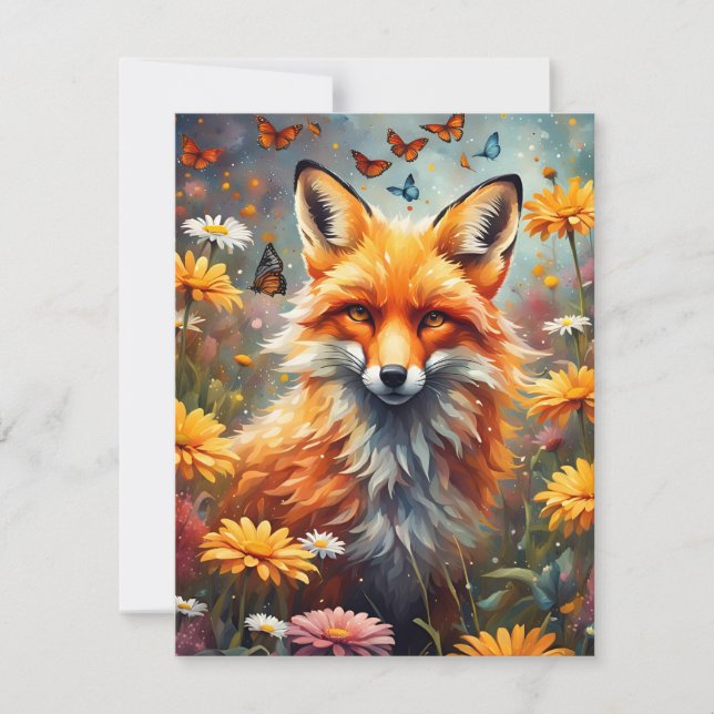 fox in the meadow note card (Front)