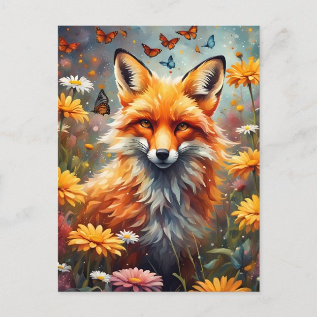fox in the meadow postcard (Front)