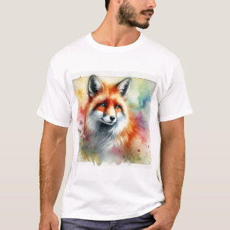 Fox in the Serene Forest 230924AREF126 - Watercolo T-Shirt