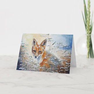 Fox in the snow Christmas card