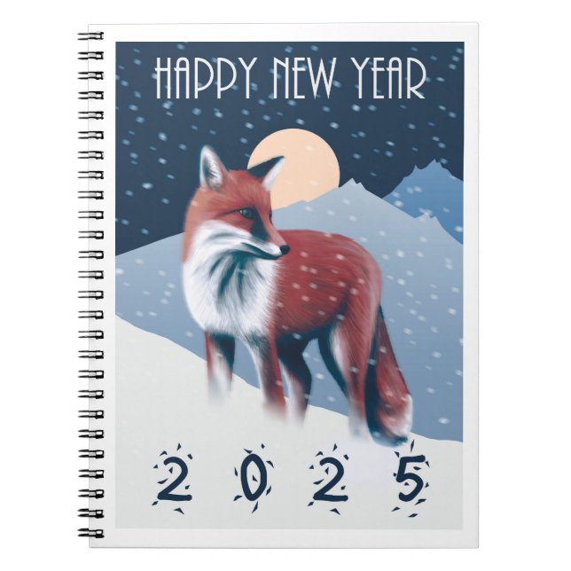 Fox In The Snow | Happy New Year 2025 Notebook (Front)